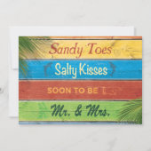 Sandy Toes Salty Kisses Rehearsal Dinner Invite Kaart (Voorkant)