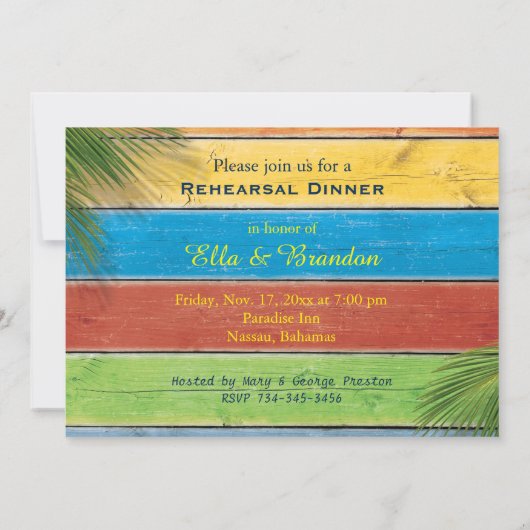 Sandy Toes Salty Kisses Rehearsal Dinner Invite Kaart (Achterkant)
