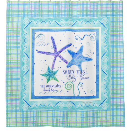 Sandy Toes Salty Kisses Starfish Beach Ocean Decor Douchegordijn (Voorkant)