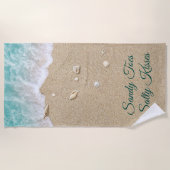 Sandy Toes Salty Kisses Turquoise Beach Waves Strandlaken (Voorkant)