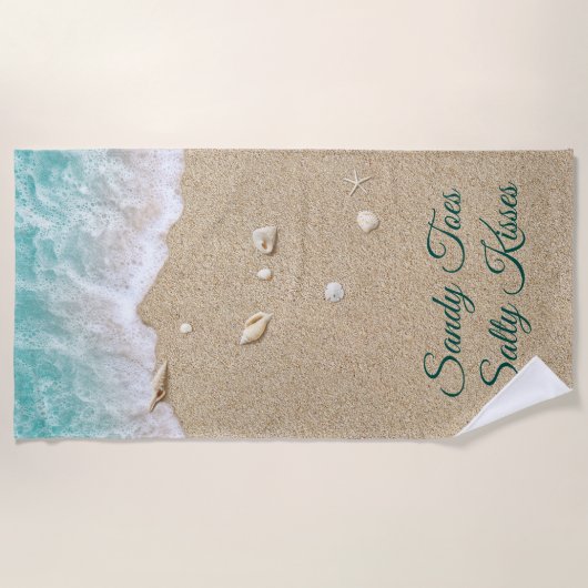 Sandy Toes Salty Kisses Turquoise Beach Waves Strandlaken (Voorkant)