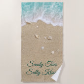 Sandy Toes Salty Kisses Turquoise Beach Waves Strandlaken (Voorkant)