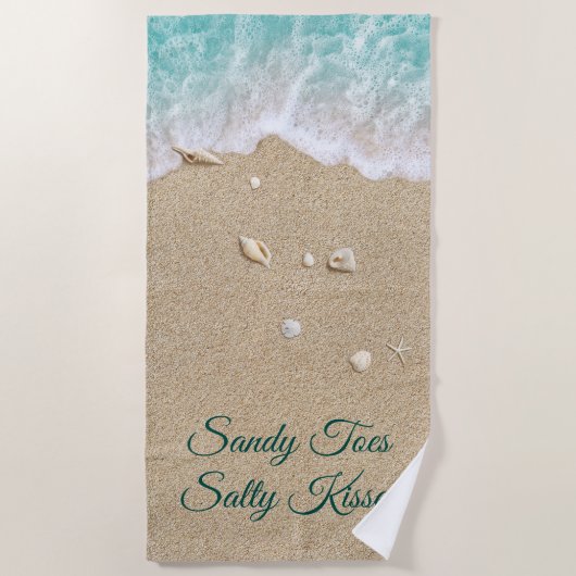 Sandy Toes Salty Kisses Turquoise Beach Waves Strandlaken (Voorkant)