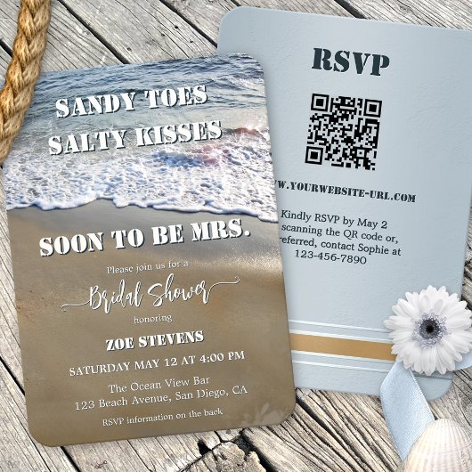 Sandy Toes Salty Kisses Vrijgezellenfeest Kaart