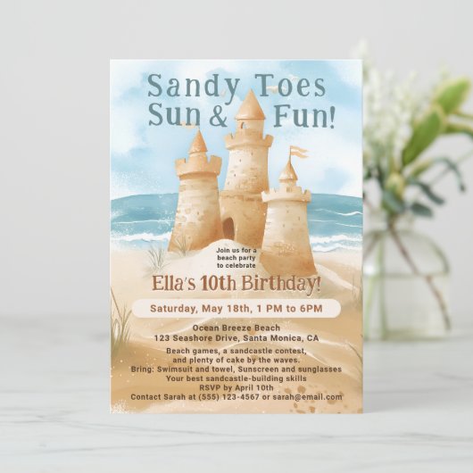 Sandy Toes Sun Fun Beach Sand Castle Kind Kaart (Staand voorkant)