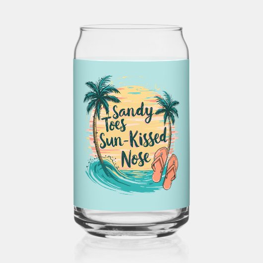 Sandy Toes Sun-Kissed Nose Beach esthetiek Blikvorm Glas (Voorkant)