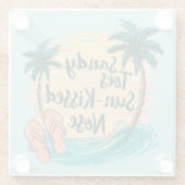 Sandy Toes Sun-Kissed Nose Beach esthetiek Glazen Onderzetter (Achterkant)