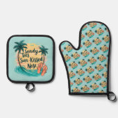 Sandy Toes Sun-Kissed Nose Beach esthetiek Ovenwant & Pannenlap Set (Voorkant)