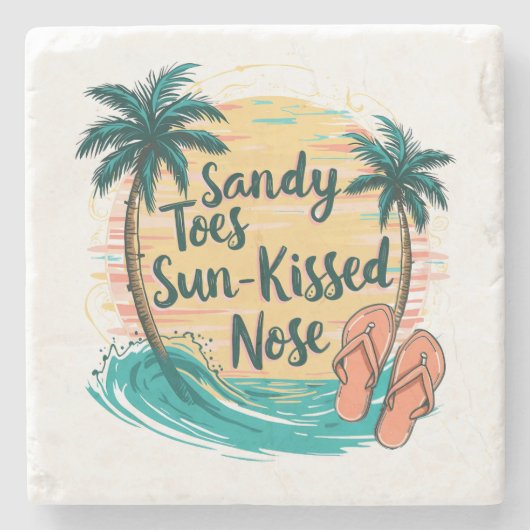 Sandy Toes Sun-Kissed Nose Beach esthetiek Stenen Onderzetter (Voorkant)