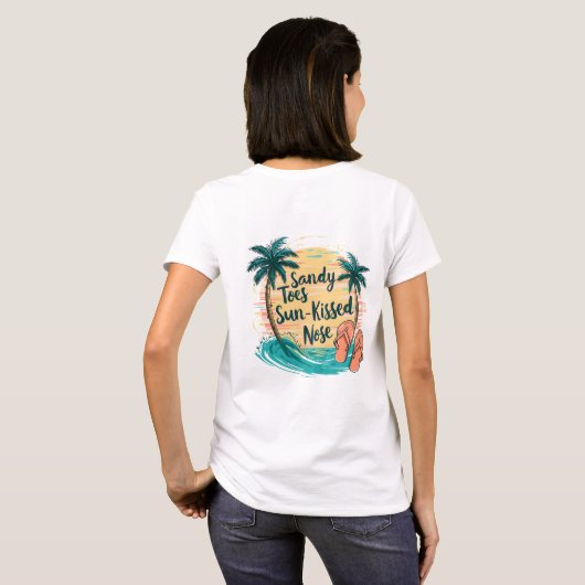 Sandy Toes Sun-Kissed Nose Beach esthetiek T-shirt (Achterkant volledig)