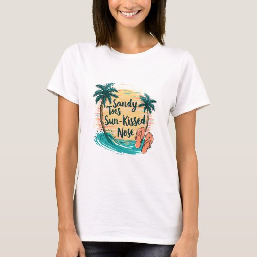 Sandy Toes Sun-Kissed Nose Beach esthetiek T-shirt (Voorkant)