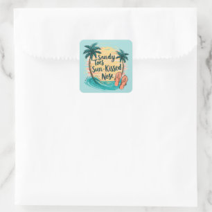 Sandy Toes Sun-Kissed Nose Beach esthetiek Vierkante Sticker
