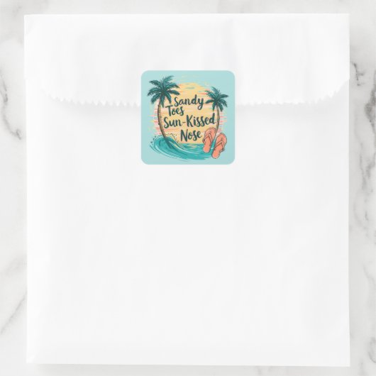 Sandy Toes Sun-Kissed Nose Beach esthetiek Vierkante Sticker (Tas)