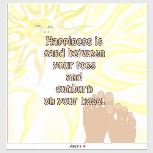 Sandy Toes Sunburn Nose Beach House Sticker (Vel)