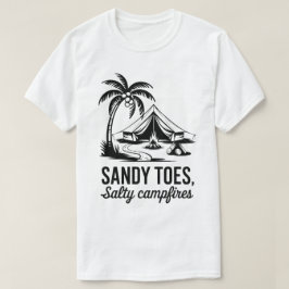 Sandy Toes Zoute Kampvuren Strand Camping Design T-shirt
