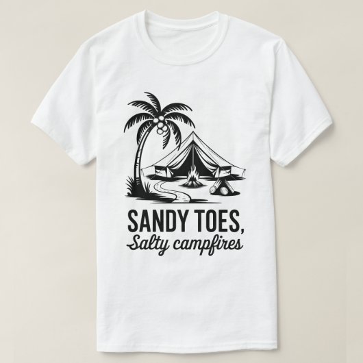 Sandy Toes Zoute Kampvuren Strand Camping Design T-shirt (Design voorkant)