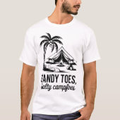 Sandy Toes Zoute Kampvuren Strand Camping Design T-shirt (Voorkant)