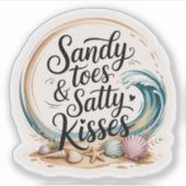 Sandy Toes & Zoute Kusjes Boho Beach Sticker (Voorkant)