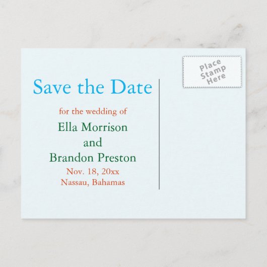 Sandy Toes Zoute Kusjes Save the Date Aankondigingskaart (Achterkant)