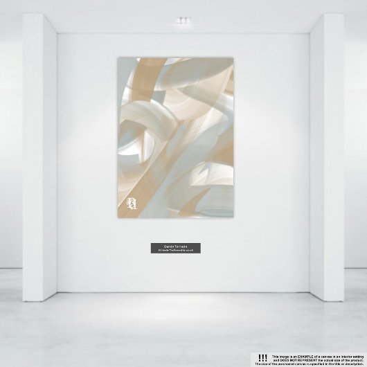 Sandy Tornado Trend Abstracte Kunst Beige Wit Canvas Afdruk