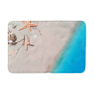Sandy Tropical Beach Starfish Seashell Badmat