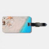 Sandy Tropical Beach Starfish Seashell Bagagelabel (Achterkant horizontaal)