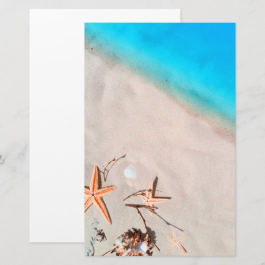 Sandy Tropical Beach Starfish Seashell Briefpapier (Voorkant / Achterkant)