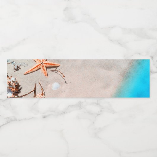 Sandy Tropical Beach Zeesterren schelp Waterfles Etiket (Enkel label)