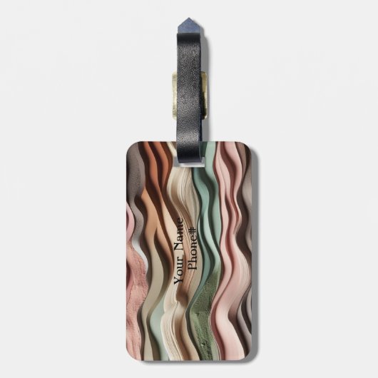 Sandy Waves Earth-Tone Bagagelabel (Achterkant verticaal)