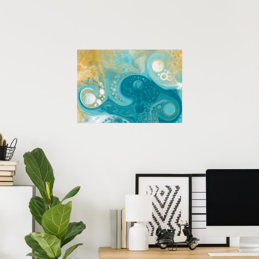 Sandy Waves Fluid Art Poster (Thuiskantoor)