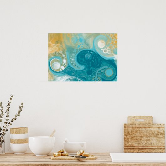 Sandy Waves Fluid Art Poster (Keuken)