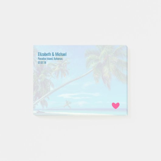 Sandy White Beach met Tropisch Palms Weddenschap Post-it® Notes (Voorkant)