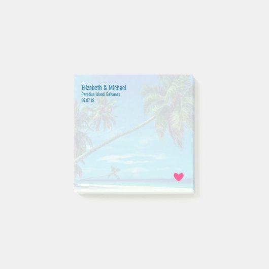 Sandy White Beach met Tropisch Palms Weddenschap Post-it® Notes (Voorkant)