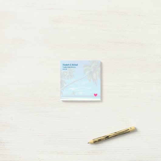 Sandy White Beach met Tropisch Palms Weddenschap Post-it® Notes (Op bureau)