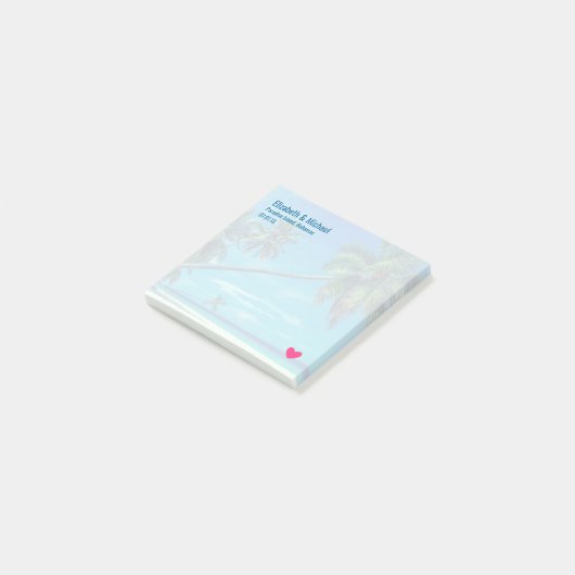 Sandy White Beach met Tropisch Palms Weddenschap Post-it® Notes (Schuin)