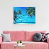 Sandy White Beach met tropische palmbomen Canvas Afdruk (Insitu (Woonkamer))