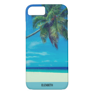 Sandy White Beach met tropische palmbomen Case-Mate iPhone Case