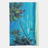 Sandy White Beach met tropische palmbomen Theedoek (Verticaal)