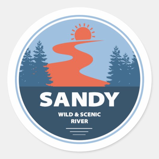 Sandy Wild en Schilderachtig rivier Ronde Sticker (Voorkant)
