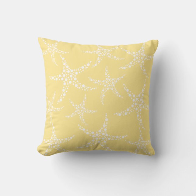 Sandy Yellow and White Starfish Pattern. Kussen (Voorkant)
