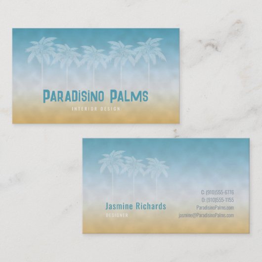 Sandy Zee Palms Silhouettes Visitekaartje (Voorkant / Achterkant)