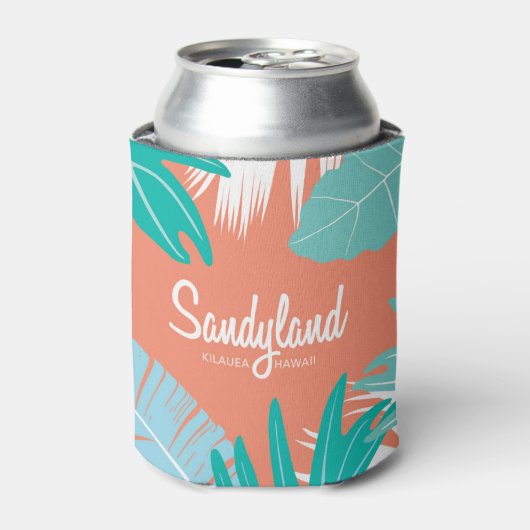 Sandyland Hawaiiaans tropisch blad Blikjeskoeler (Blikje Voorkant)