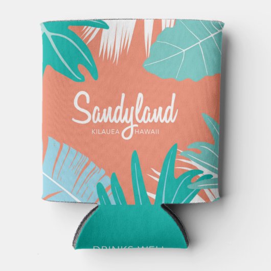 Sandyland Hawaiiaans tropisch blad Blikjeskoeler (Voorkant)