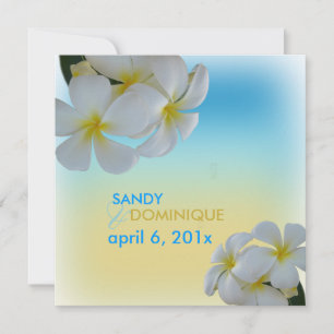 Sandystrand, plumerias-bestemming bruiloft kaart