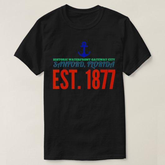 Sanford Florida Historic Waterfront Gateway City E T-shirt (Design voorkant)