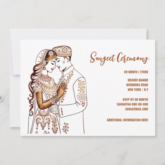 Sangeet Henna bruidegom Mehndi Mhindi Hindi Kaart (Voorkant)
