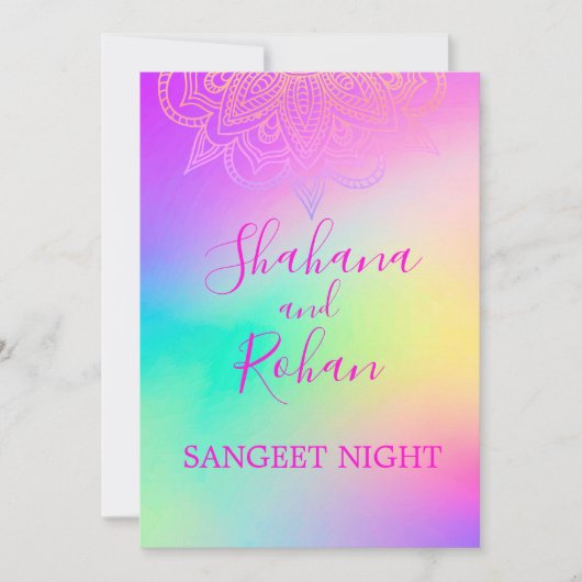 Sangeet Indian Style Colorful Elegant Kaart (Voorkant)