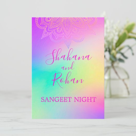 Sangeet Indian Style Colorful Elegant Kaart (Staand voorkant)