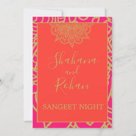 Sangeet Indian Style Oranje Roze Gold Elegant Kaart