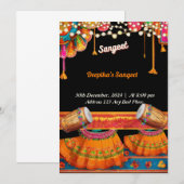 Sangeet Invitation Kaart (Voorkant / Achterkant)